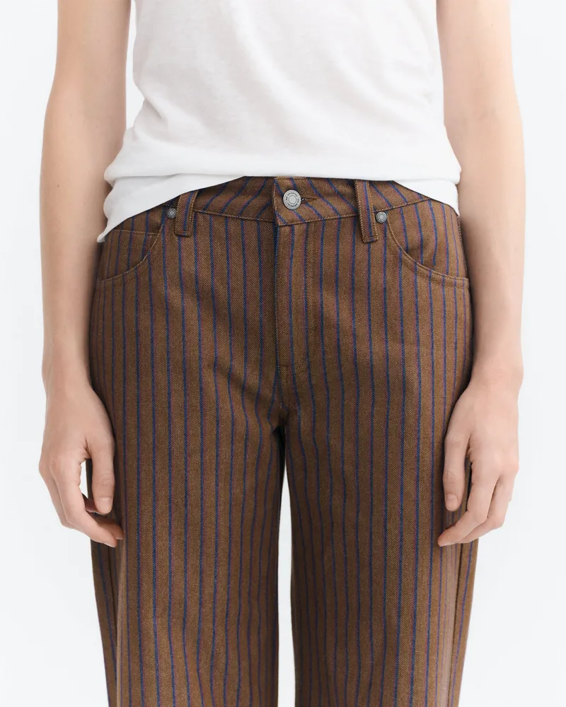 thinking mu Thinking MU Damen vegan Hose Kettan Niedrige Leibhöhe Gestreift Braun Naturgefärbt, Braun, – Produktbild 1 von 2