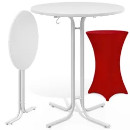 Casaria® Stehtisch Weiß 110x80cm + Stehtischhusse Rot Ø80cm – Produktbild 1 von 1