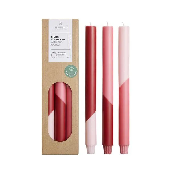 Originalhome Originalhome Diagonale Stabkerzen für bewusste Geschenke , S/3 - paraffinfrei & vegan, Mehrfarbig (love), – Produktbild 1 von 3