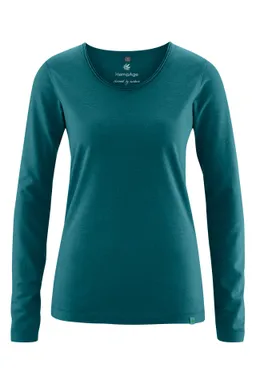 HempAge HempAge Damen vegan Langarm T-Shirt In Blaugrün – Produktbild 1 von 1
