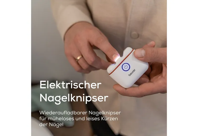 Beurer Beurer Nagelknipser MP 10, elektrisch, automatisches Schneiden der Nägel, Ideal für Kinder, Senioren und bei eingeschränkter Feinmotorik, Weiß, – Produktbild 4 von 6