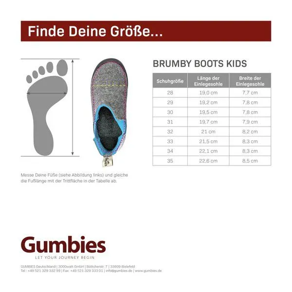 Gumbies Gumbies Brumby Kids - Hohe Hausschuhe für Kinder, Grau, – Produktbild 3 von 4