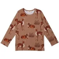 Walkiddy Baby Langarmshirt GOTS zertifiziert, 95% Bio-Baumwolle, braun, Hirsch-Muster, weich & bequem – Walkiddy – Produktbild 1 von 1