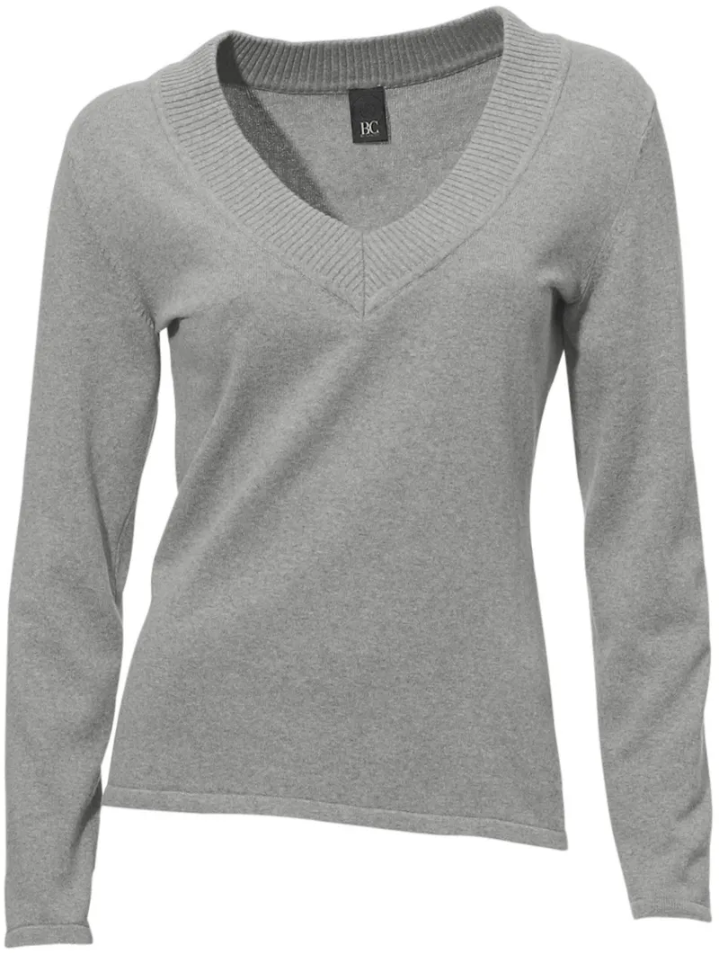 heine V-Ausschnitt-Pullover grau-melange, Grau-melange, – Produktbild 2 von 2