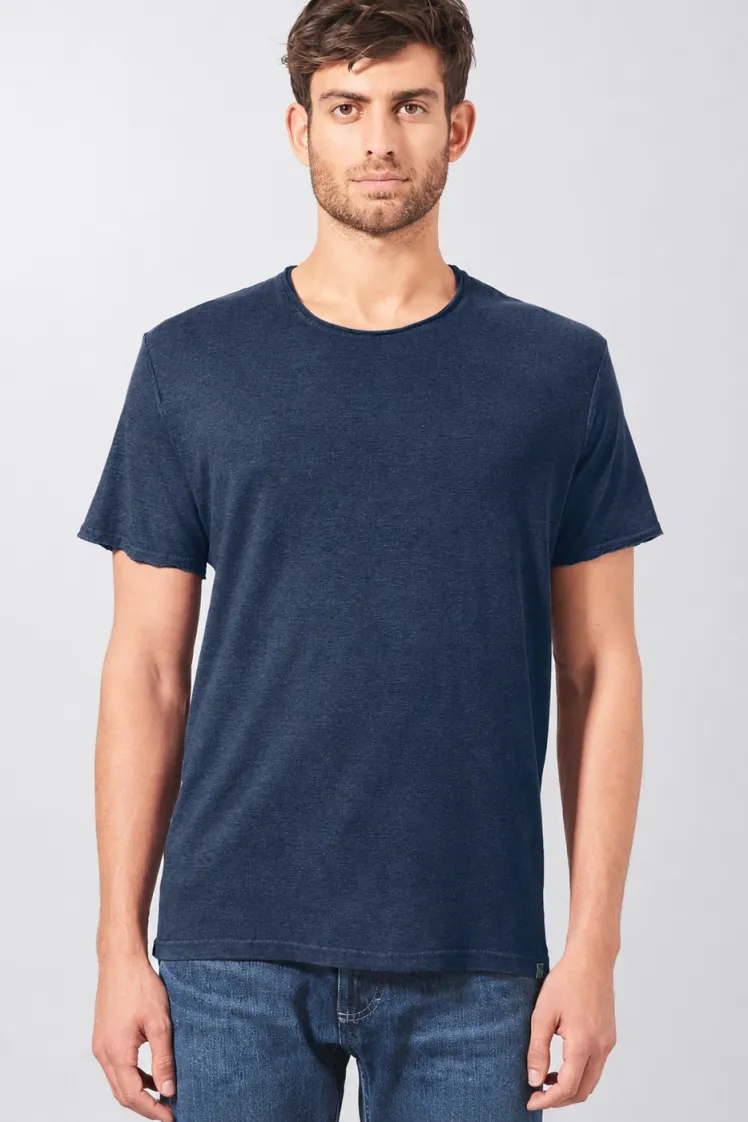HempAge Hempage Herren vegan T-Shirt Timeless Basic In Marineblau, Blau, – Produktbild 2 von 2