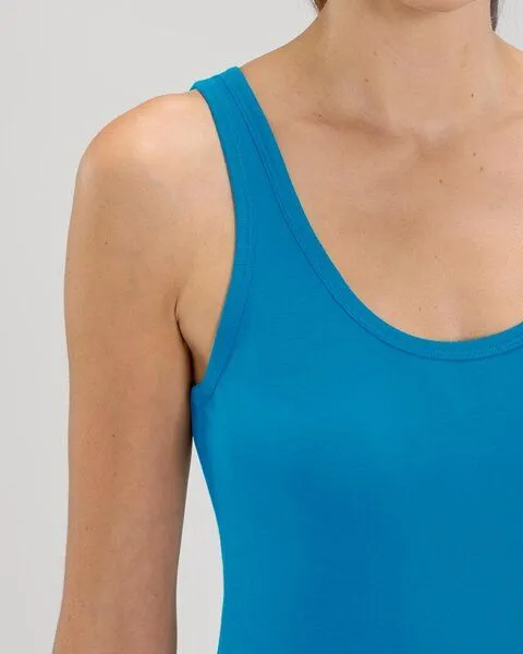 YTWOO YTWOO Damen Top aus Bio Baumwolle, nachhaltig & fair, viele Farben, Azurblau, – Produktbild 2 von 4