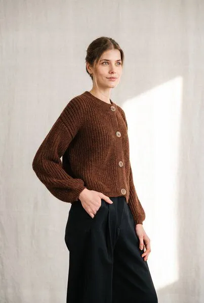 Jyoti - Fair Works Jyoti - Fair Works Baby-Alpaka Strickcardigan Betana, Schokolade, – Produktbild 3 von 4