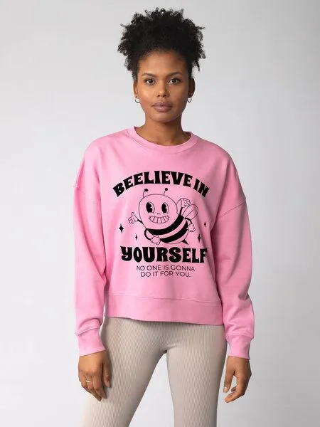 watapparel watapparel Sweatshirt Frauen Beelieve in yourself, Bubble pink, – Produktbild 2 von 2
