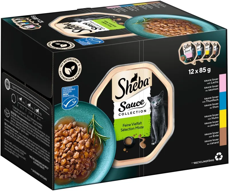 Sheba Sheba SHEBA® Schale Multipack Sauce Collection Feine Vielfalt MSC 12 x 85g, Nassfutter für: Katze – Produktbild 1 von 4