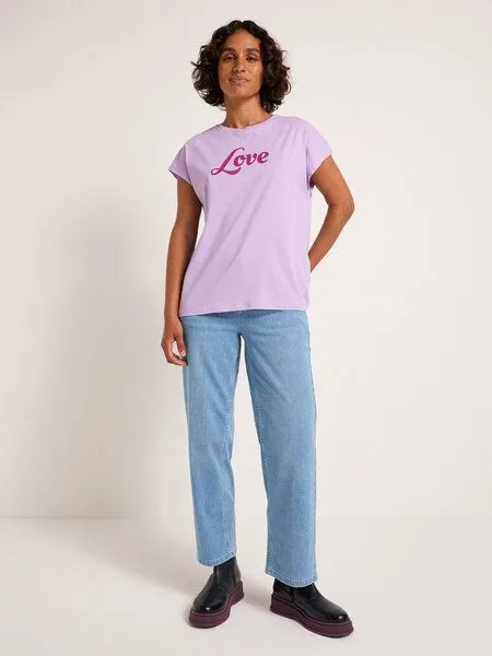 LANIUS LANIUS Statement Shirt "Love" aus Bio-Baumwolle, Purple rose, – Produktbild 2 von 4