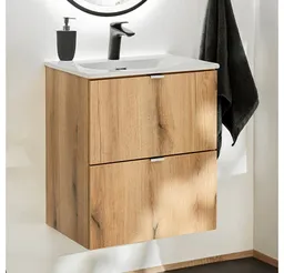 Lomadox Waschtisch NEWPORT-56-OAK, Unterschrank mit Waschbecken, Eiche, 50cm – Produktbild 1 von 1