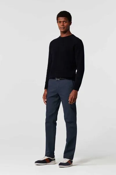 Meyer MEYER Micro Print Baumwoll Twill Chino, Blau (dunkelblau), – Produktbild 2 von 4