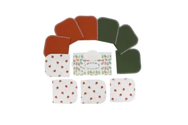 NoWaste Wrapping NoWaste Wrapping Feuchttücher Box waschbar wiederverwendbar Baby ver. Motive, Rostrot / apfel, – Produktbild 3 von 3