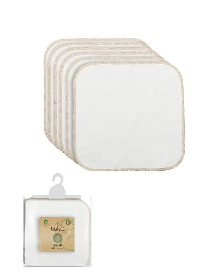 bistyle bistyle Spucktuch Spucktücher für Babys 28x28cm aus Bio-Baumwolle, (Set, 6-tlg., 6er pack), Basic, Beige, – Produktbild 1 von 5