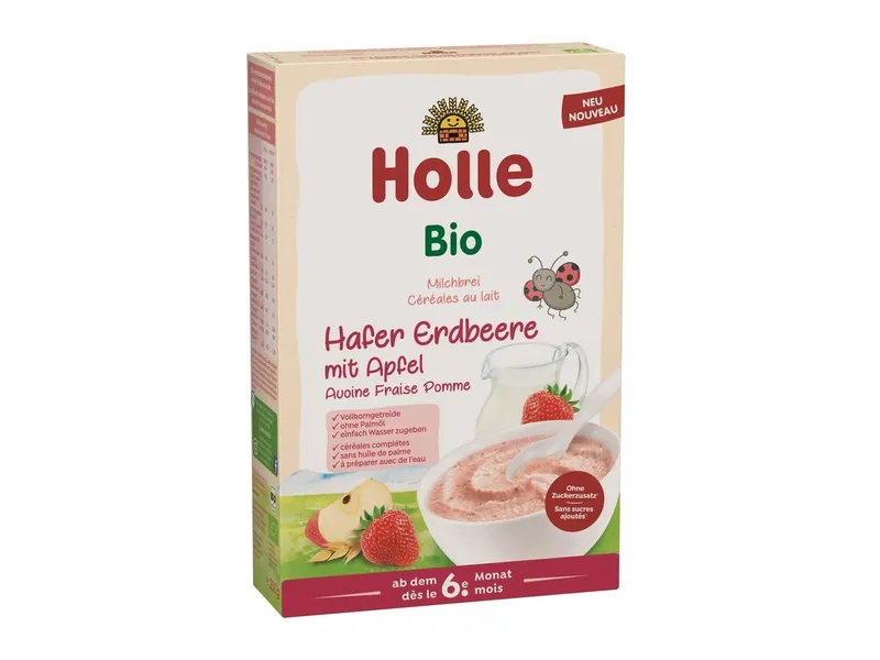 Holle Holle Bio-Babybrei Milchbrei Hafer-Erdbeere-Apfel 250 g ab dem 6. Monat – Produktbild 1 von 2