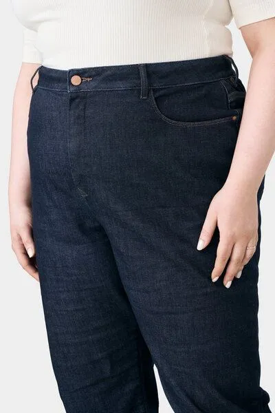 DAWN Damen Jeans STARDUST High Waist O-Shape DAWN Bio-Baumwolle Curvy, Dark indigo, – Produktbild 5 von 5