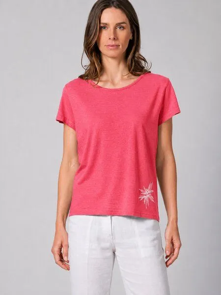 HempAge HempAge Damen T-Shirt mit Print Hanf/Biobaumwolle, Magnolia (rot), – Produktbild 2 von 4