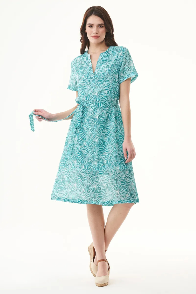 ORGANICATION ORGANICATION Damen vegan Voile Kleid Blume Smaragdblau, Blau, – Produktbild 2 von 2