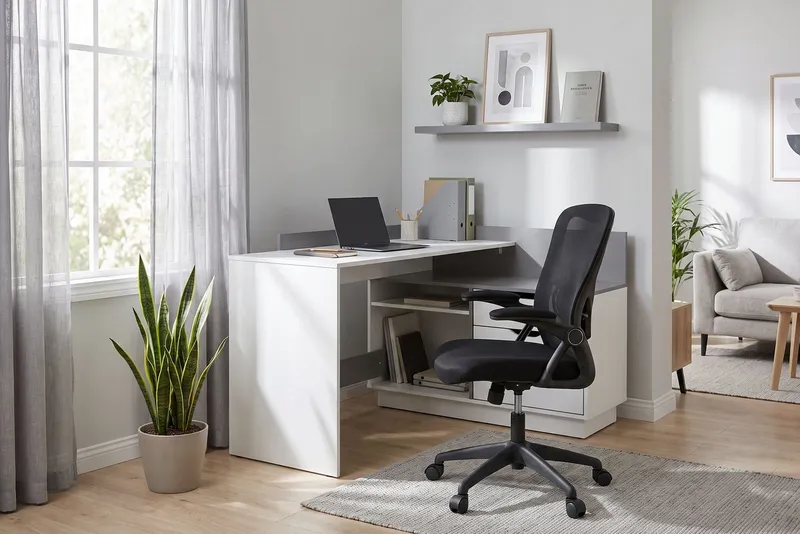 OTTO home Eckschreibtisch Bexley, mit viel Stauraum, Breite 129 cm, rechts oder links montierbar, Weiß, – Produktbild 3 von 5