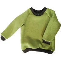 liebewicht liebewicht Pullover aus Bio Wolle Wollwalk für Babys und Kinder, Moosgrün/dunkelbraun, – Produktbild 1 von 1