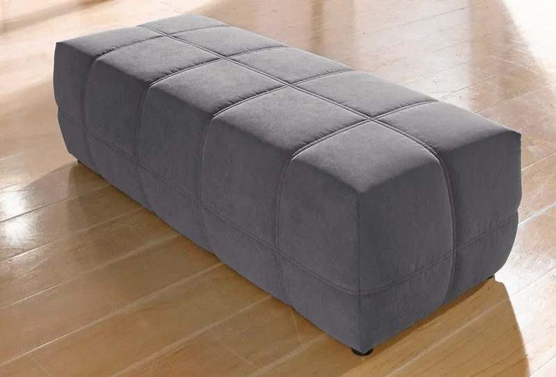 DOMO collection Hocker BRANDON, komfortabel, große Ausführung passend zu "Brandon", auch in Cord, Grau, – Produktbild 2 von 8