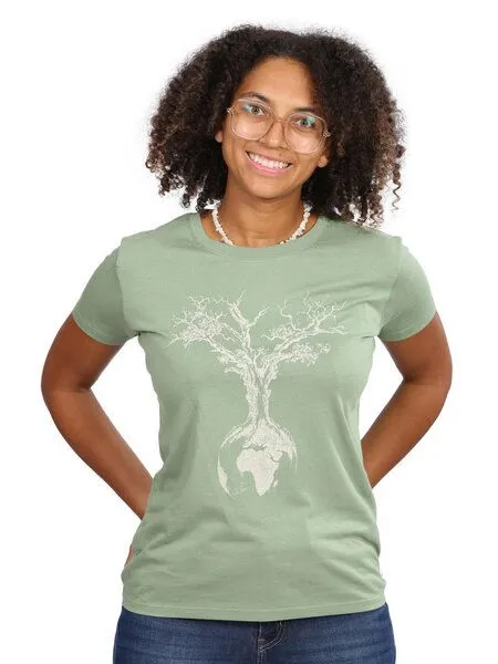Life-Tree Life-Tree Fairwear Bambus Shirt Women Weltenbaum, Grün, – Produktbild 1 von 4