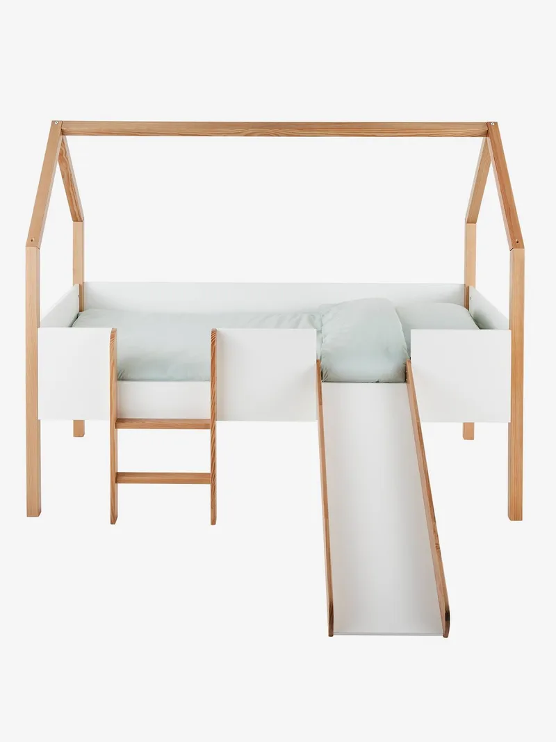 Vertbaudet Kinderzimmer Hausbett mit Rutsche KOKOSNUSS, Weiß, – Produktbild 3 von 3