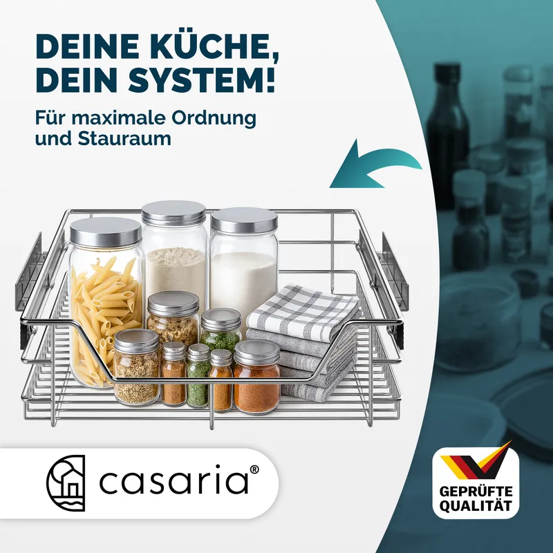 Casaria® Teleskopschublade 60cm Schrankbreite Außenmaß, Silber, – Produktbild 2 von 2