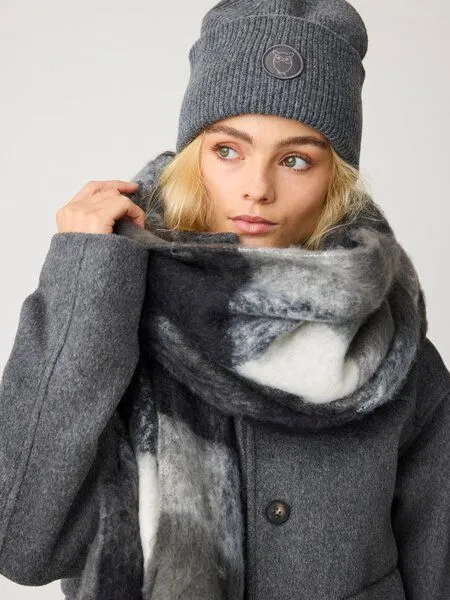 KnowledgeCotton Apparel KnowledgeCotton Apparel Woll-Mütze - Rib Beanie - aus 100% Merino Wolle, Grau (dark grey melange), – Produktbild 3 von 4