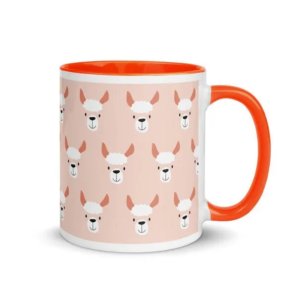 PepMelon PepMelon Lama Tasse mit Farbe innen, Be Llamazing, lustige Lama Weihnachtstasse, Orange, – Produktbild 1 von 4