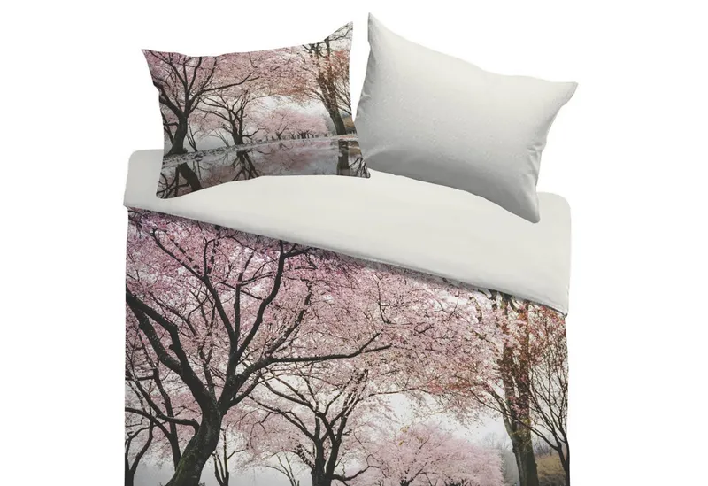 Kayori Kayori Bettwäsche Sognamo Navan Bunt, Baumwolle, 2 teilig, Landschaft, Bäume, Blüten, See, Bunt, – Produktbild 2 von 5