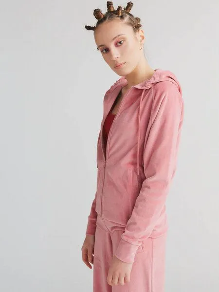 Leela Cotton Leela Cotton Damen Nicky Kapuzenjacke Bio-Baumwolle Jacke Hoodie1271, Altrosa, – Produktbild 4 von 7