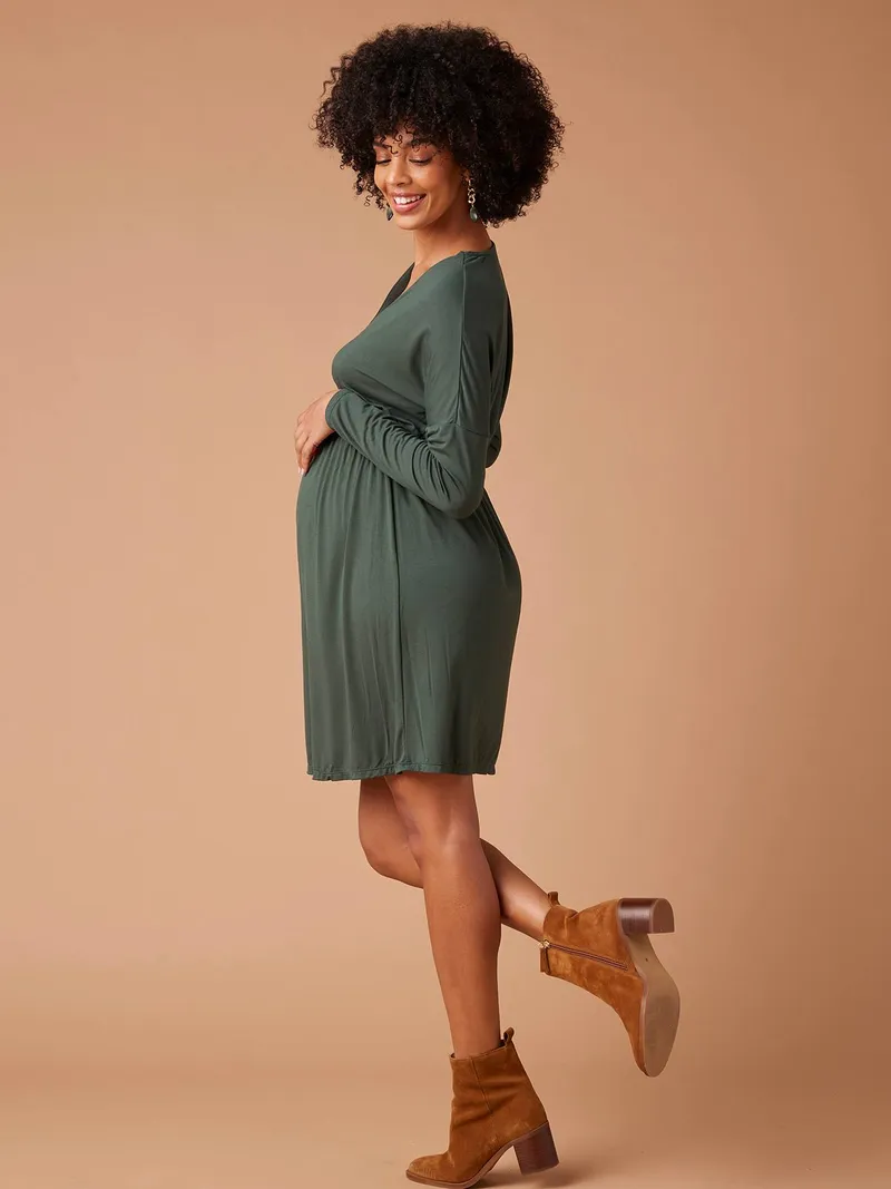 Envie De Fraise Nachhaltiges Minikleid für Schwangerschaft und Stillzeit FELICINEOR ENVIE DE FRAISE, Tannengrün, – Produktbild 2 von 4