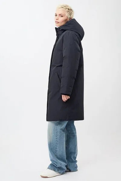 LangerChen LangerChen Lange Jacke mit Kapuze und Eco Daune, Navy (blau), – Produktbild 3 von 4