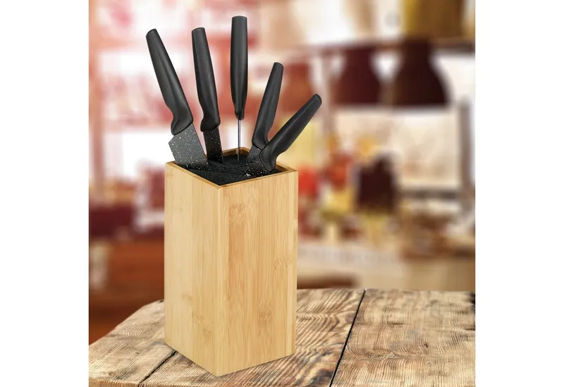 RELAXDAYS RELAXDAYS Messerblock unbestückt aus Bambus (1tlg), Braun|schwarz, – Produktbild 6 von 8