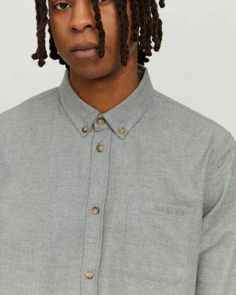 Mazine Mazine Hemd - Simo Shirt - aus Bio-Baumwolle, Grey melange (grau), – Produktbild 2 von 3
