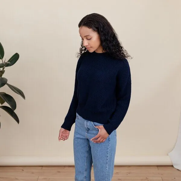 NORDLICHT NORDLICHT Grobstrick Pullover aus 100% Baumwolle MARA, Blau, – Produktbild 3 von 4