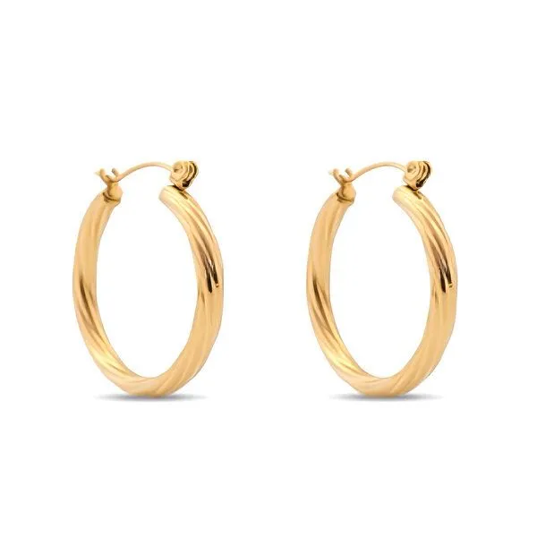ELEKTROPULLI Fein Gedrehte Creolen 32mm von Elektropulli, Gold, – Produktbild 2 von 2