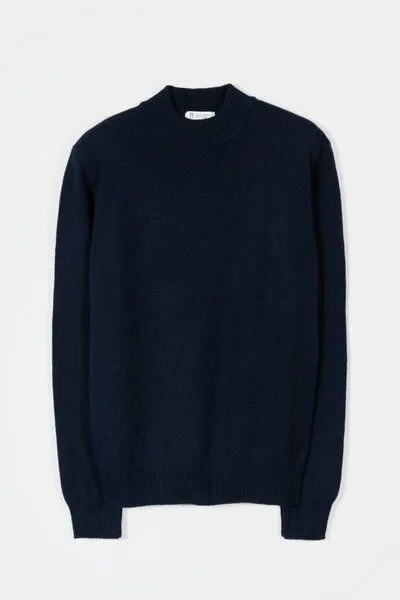 Rifò - Circular Fashion Made in Italy Rifò - Circular Fashion Made in Italy Stehkragenpullover aus recycteltem Kaschmir Modell: Clemente, Blau (blue mora), – Produktbild 3 von 4