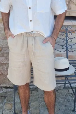 Amber Linen Amber Linen Herren vegan Shorts Miami Pale Sand – Produktbild 1 von 1