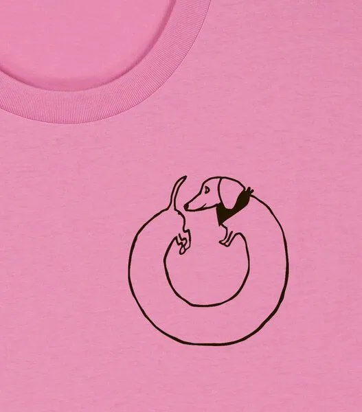 päfjes päfjes Dackel Hund Kreis Po - Unisex Männer T-Shirt Bio & Fair, Bubble pink (rosa), – Produktbild 4 von 4