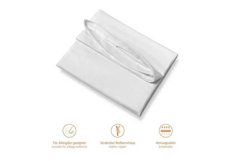 sleepling Bettbezug Encasing Bettdecke, (2 St), Milbenbezug, milbenkotdicht, Hausstauballergiker, Weiß, – Produktbild 4 von 5