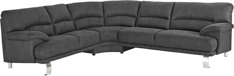 TRENDMANUFAKTUR Ecksofa Cecilia II, in italienischen Design, bequem, hoher Sitzkomfort, L-Form, extrabreite Armlehnen für noch mehr Sitzkomfort, Grau, – Produktbild 7 von 8