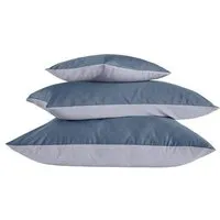 hessnatur hessnatur Satin Wende-Kissenbezug aus reiner Bio-Baumwolle, Stahlblau, – Produktbild 3 von 4