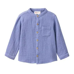 People Wear Organic People Wear Organic Musselin Hemd, blau uni, Bio-Baumwolle – Produktbild 1 von 1
