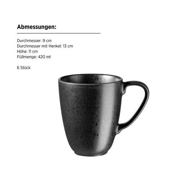 Mäser Mäser Frühstücks Set 18-tlg. "Essential" Steinzeug, Schwarz, – Produktbild 3 von 4