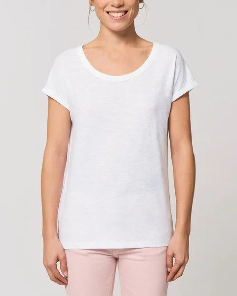 YTWOO YTWOO Leichtes Damen T-Shirt in Slub Optik mit gerollten Ärmeln, Weiß, – Produktbild 1 von 4