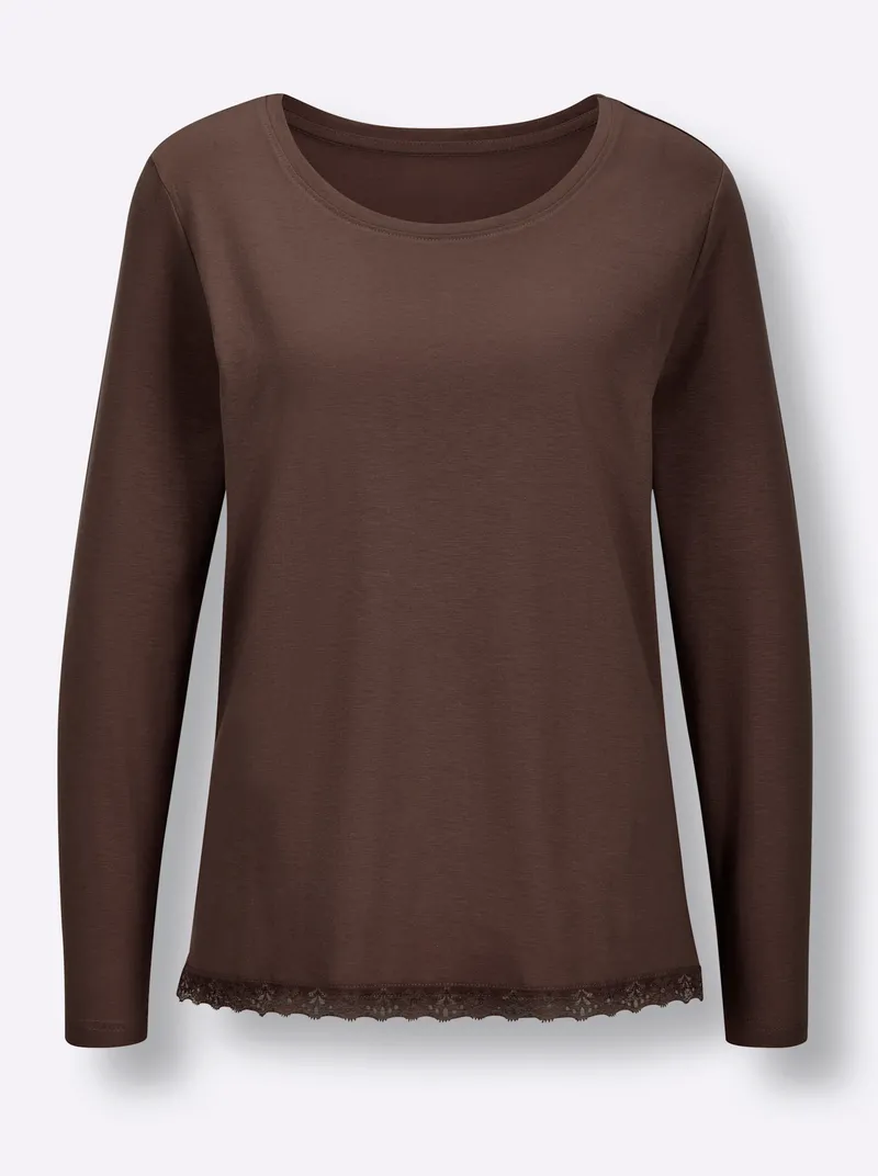 wäschepur Schlafanzug-Shirt schoko, Schoko, – Produktbild 1 von 2