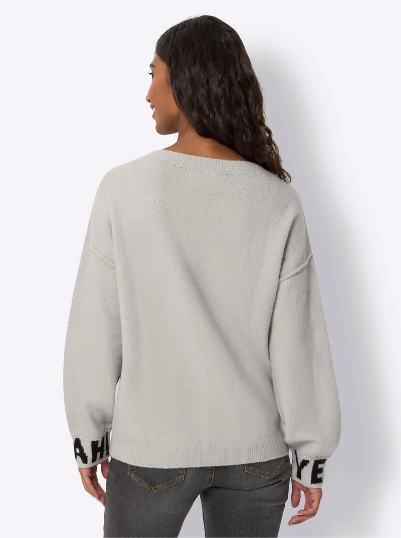 heine Strickpullover hellgrau-meliert, Hellgrau-meliert, – Produktbild 2 von 2