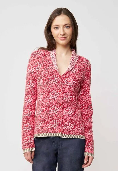 LANA Organic LANA Organic Strickjacke im Jaquardmuster für Damen, Modell Jolie, Luana schwarz - ecru, – Produktbild 1 von 4